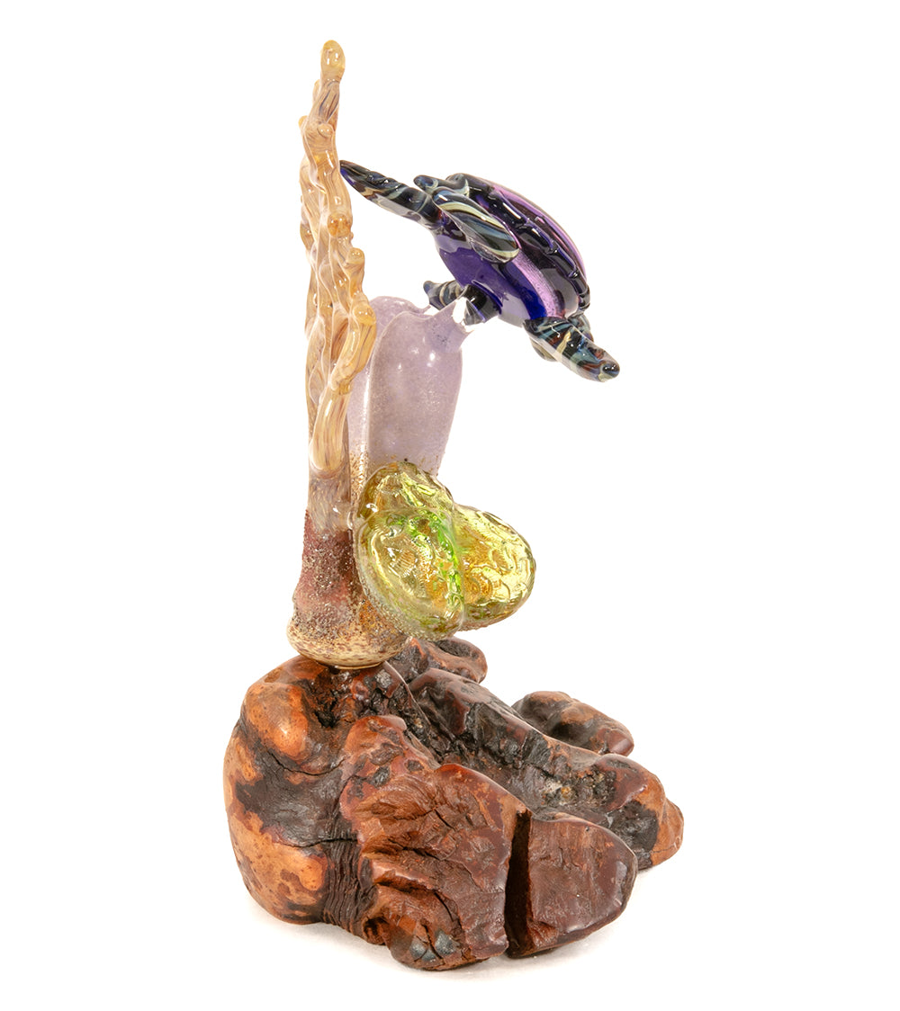Glass "Galaxy Sea Turtle on Manzanita Burl Wood " by Luke Olsen