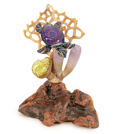 Glass "Galaxy Sea Turtle on Manzanita Burl Wood " by Luke Olsen