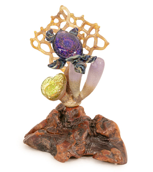 Glass "Galaxy Sea Turtle on Manzanita Burl Wood " by Luke Olsen