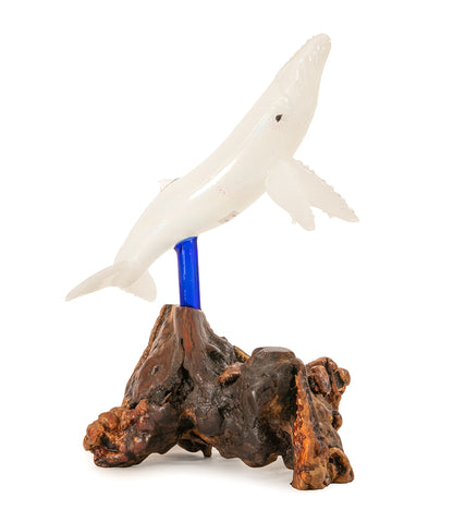 Escultura de vidrio "Dos tiburones martillo y coral" de Luke Olsen