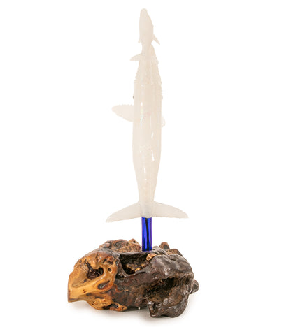 Glass "Opalescent Glass Whale Mother & Calf on Manzanita Burl Wood " by Luke Olsen