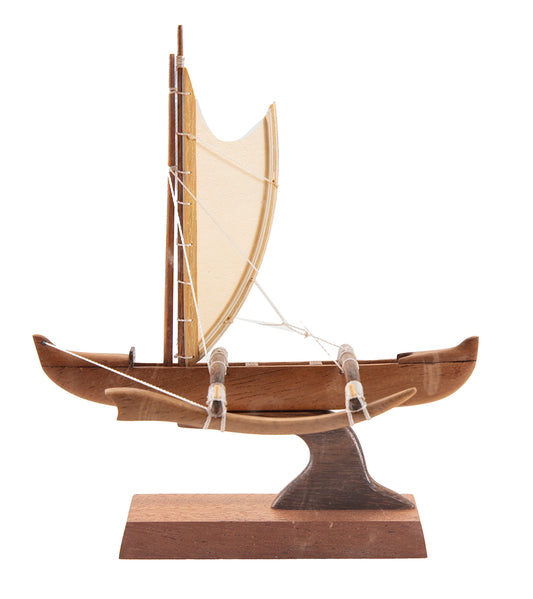 Koa 4.5”L Canoe “Manini Hawaiian Fishing” by Francis Pimmel