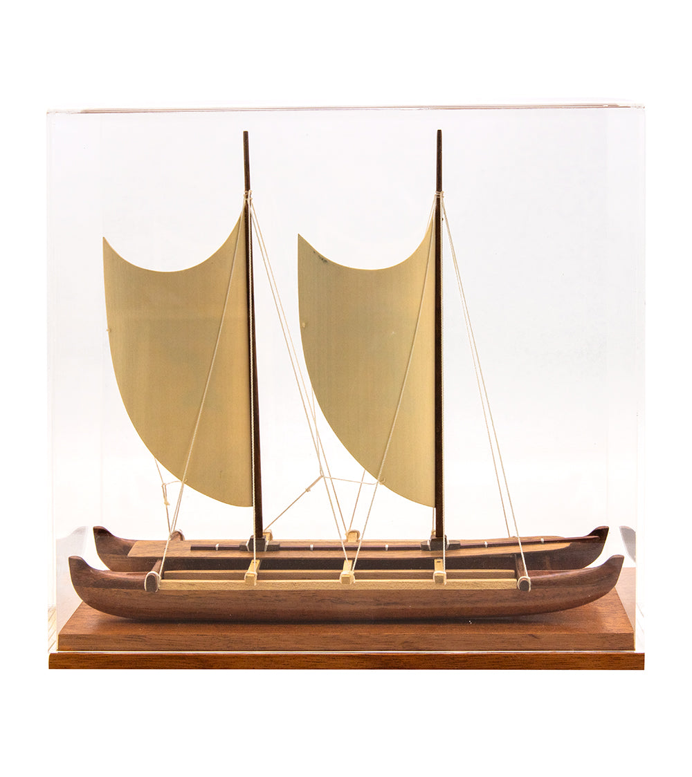 Koa 11.5”L Canoe "Hawaiian Voyage Canoe - Dolphin" by Francis Pimmel