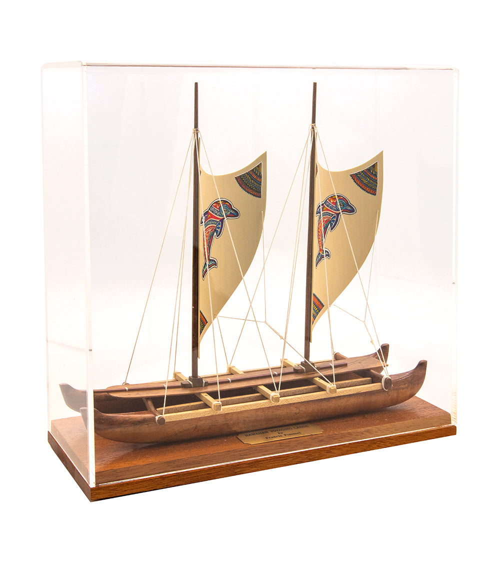 Koa 11.5”L Canoe "Hawaiian Voyage Canoe - Dolphin" by Francis Pimmel