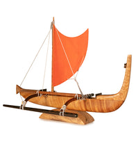 Koa 10”L Canoe “Mini Cook Island with Orange Sail” by Francis Pimmel