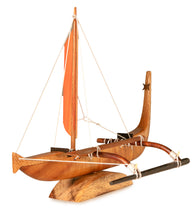 Koa 10”L Canoe “Mini Cook Island with Orange Sail” by Francis Pimmel