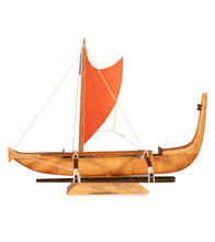 Koa 10”L Canoe “Mini Cook Island with Orange Sail” by Francis Pimmel
