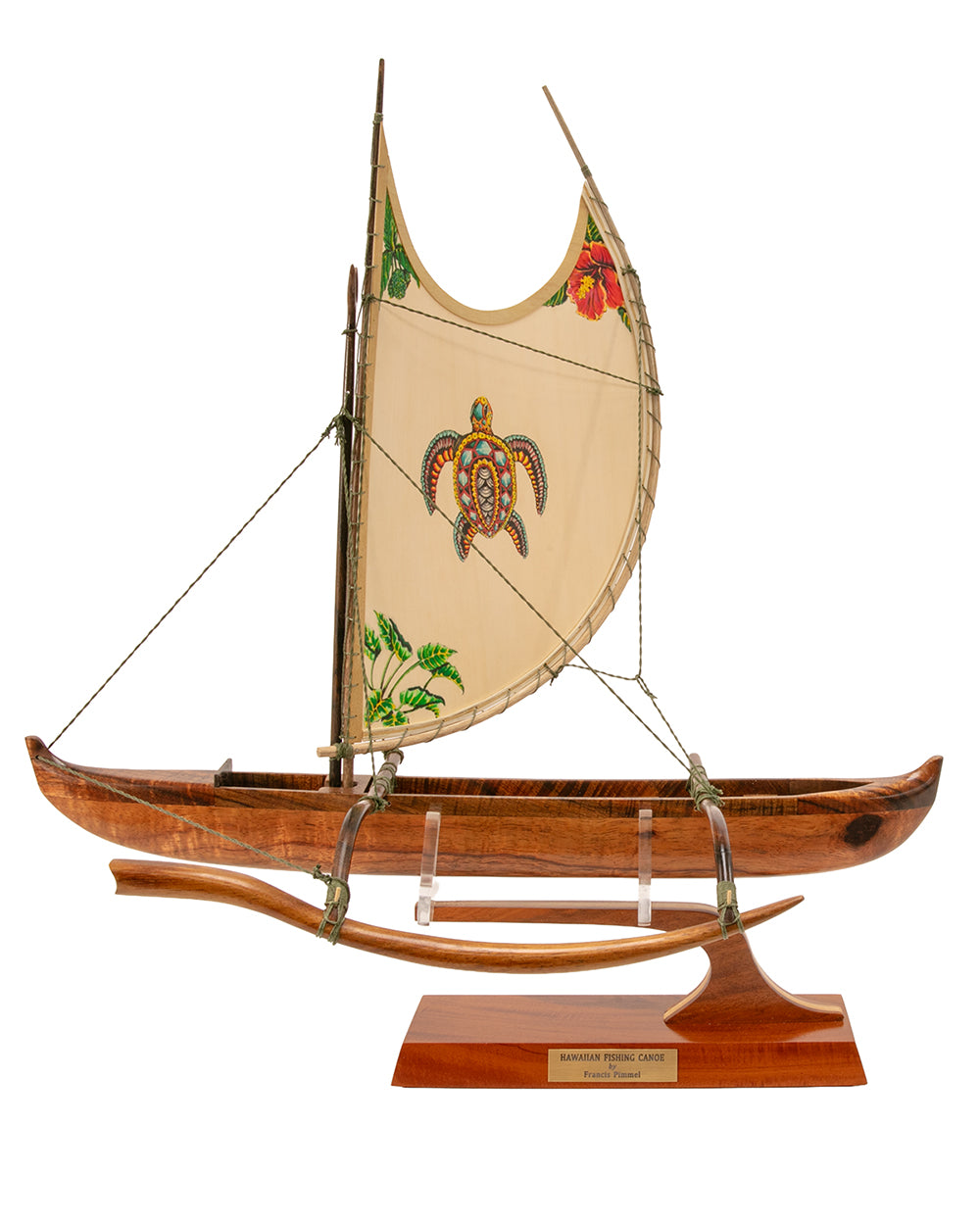 Koa 18" Canoe "Opelu Honu" by Francis Pimmel