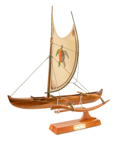 Koa 18" Canoe "Opelu Honu" by Francis Pimmel