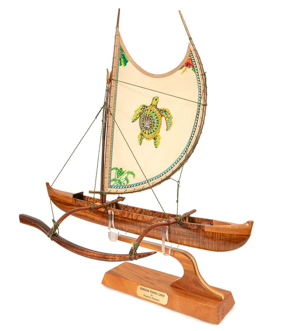 Koa 18" Canoe "Opelu Honu" by Francis Pimmel