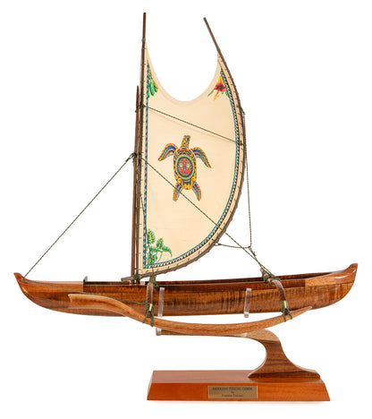 Koa 18" Canoe "Opelu Honu & Mara Face" by Francis Pimmel