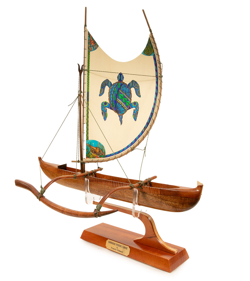 Koa 18" Canoe "Opelu Honu" by Francis Pimmel