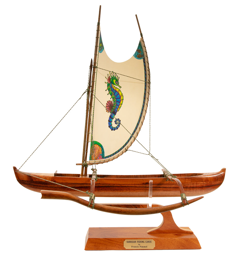 Koa 18" Canoe "Opelu Seahorse" by Francis Pimmel