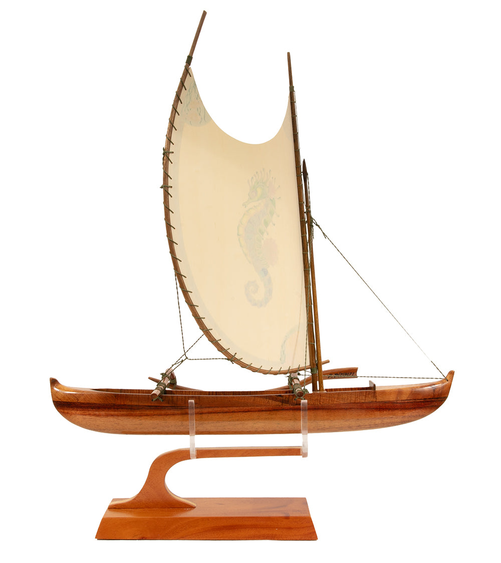 Koa 18" Canoe "Opelu Seahorse" by Francis Pimmel