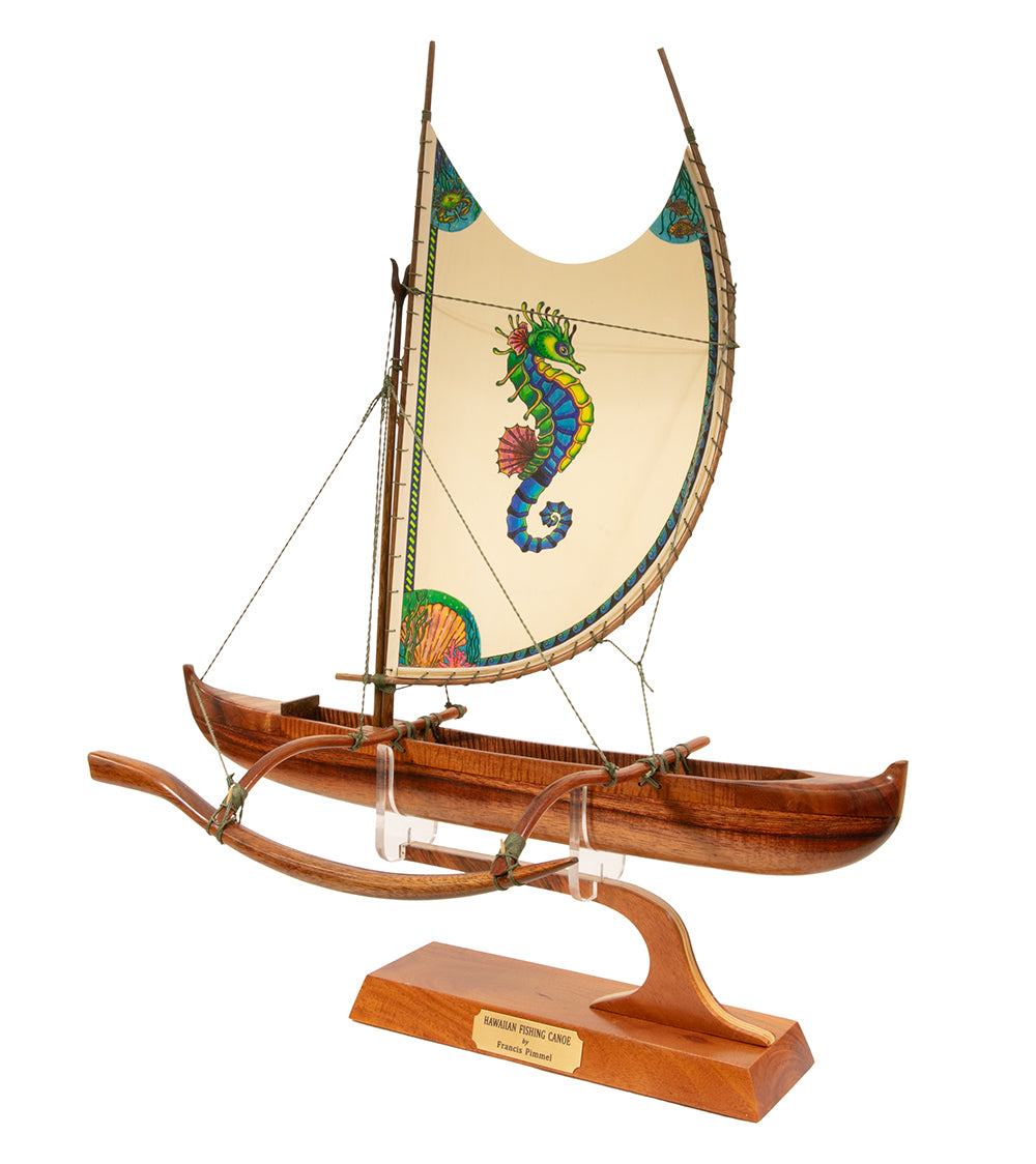 Koa 18" Canoe "Opelu Seahorse" by Francis Pimmel