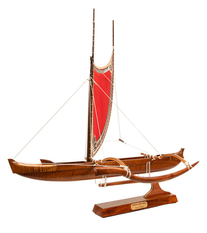 Koa 24" Canoe Hawaiian Fishing with Hand-Painted Sail" by Francis Pimmel