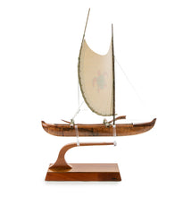 Koa 12" Canoe "Hawaiian Fishing" with Hand-Painted Sail by Francis Pimmel