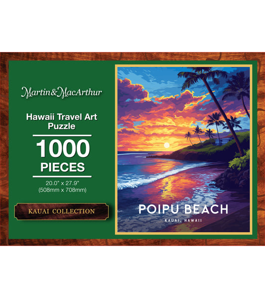 "Poipu Beach" Hawaii Travel Art Jigsaw Puzzle