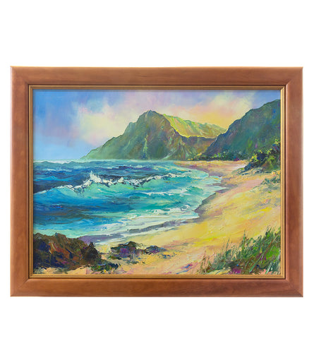 Original Painting: Makapu'u 1/24 by Michael Powell in Koa Frame