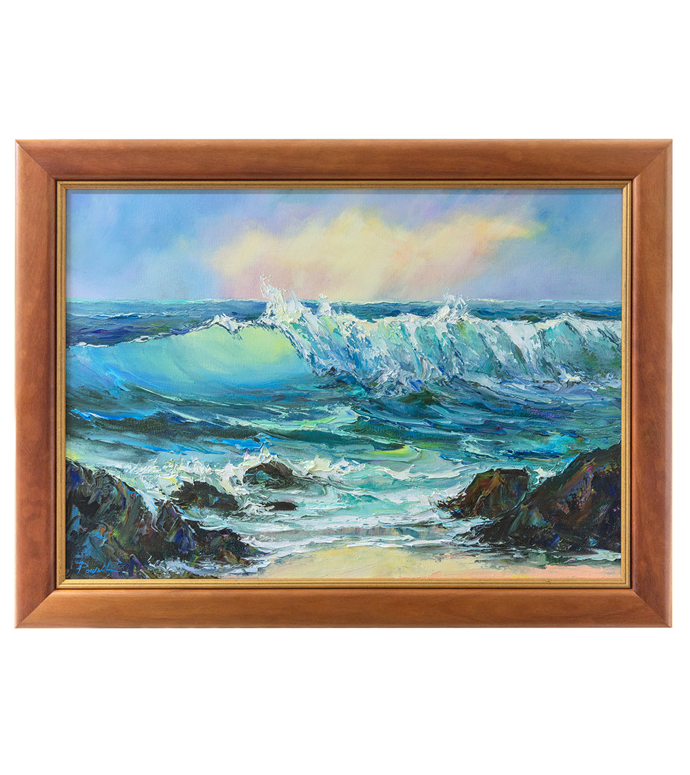 Pintura original "Maui Secret Surf 2/2024" de Michael Powell, 24 x 18