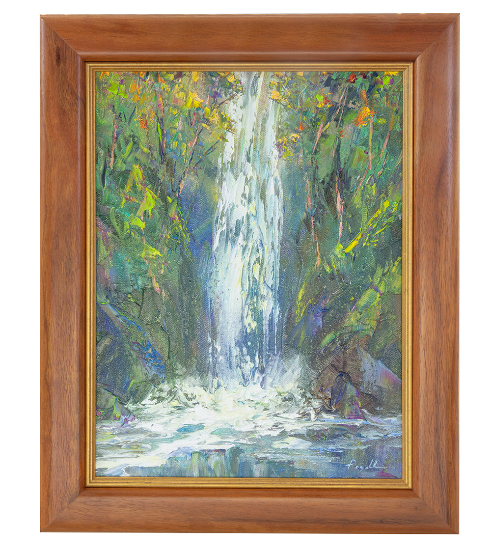 Pintura original: Hidden Falls 7/24 de Michael Powell en marco de koa de 12 x 16