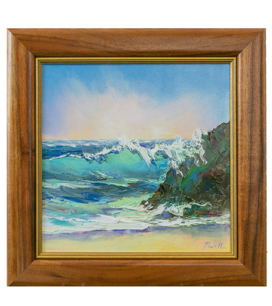 Original Painting: Ehu Kai Morning 3/25 by Michael Powell in Koa Frame 12x12