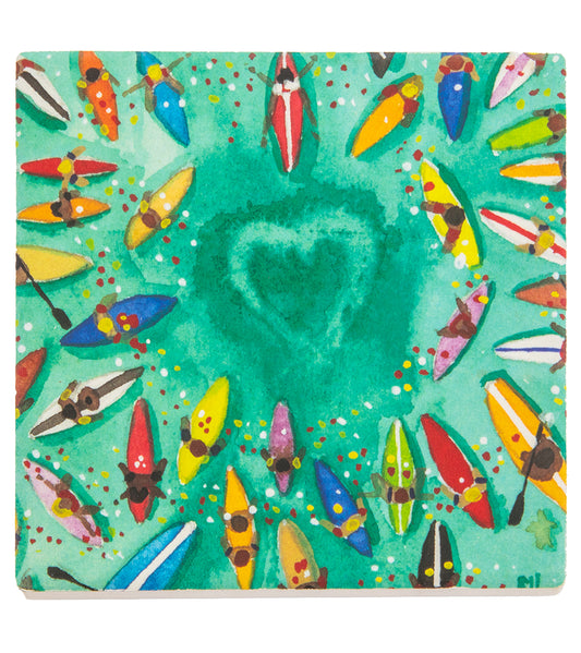 Sandstone Coaster "Paddle Out" (Heart) by Sarah Houglum