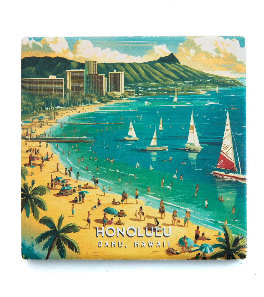 "Honolulu" Travel Art Coaster