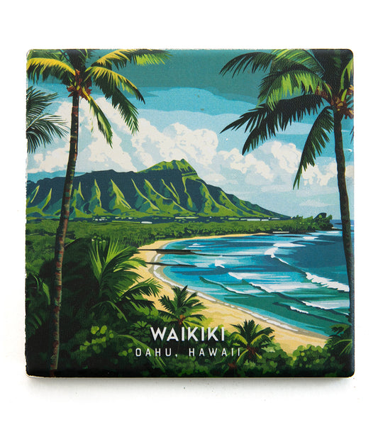 Posavasos artístico de viaje "Waikiki"