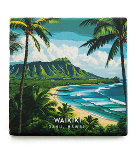 "Waikiki" Travel Art Coaster