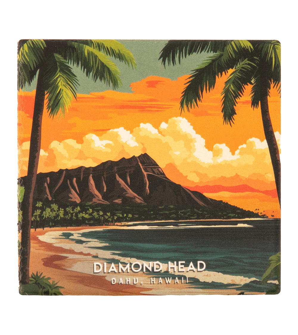 "Diamond Head, Oahu Hawaii" Travel Art Coaster