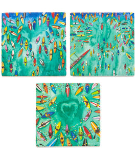 Sandstone Coaster "Paddle Out Trio" by Sarah Houglum