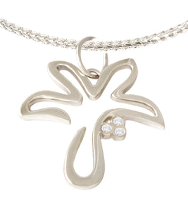 White 14K Gold "Royal Palm" Pendant with 3 Diamond Coconuts