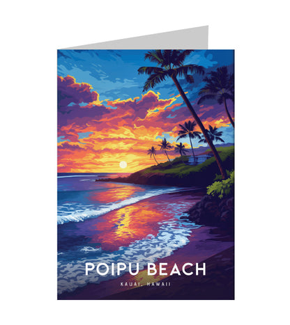 Greeting Card "Poipu Beach, Kauai" Hawaii Travel Art