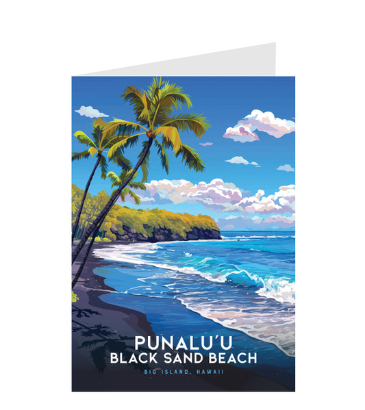 Greeting Card "Punaluʻu Beach, Big Island" Hawaii Travel Art