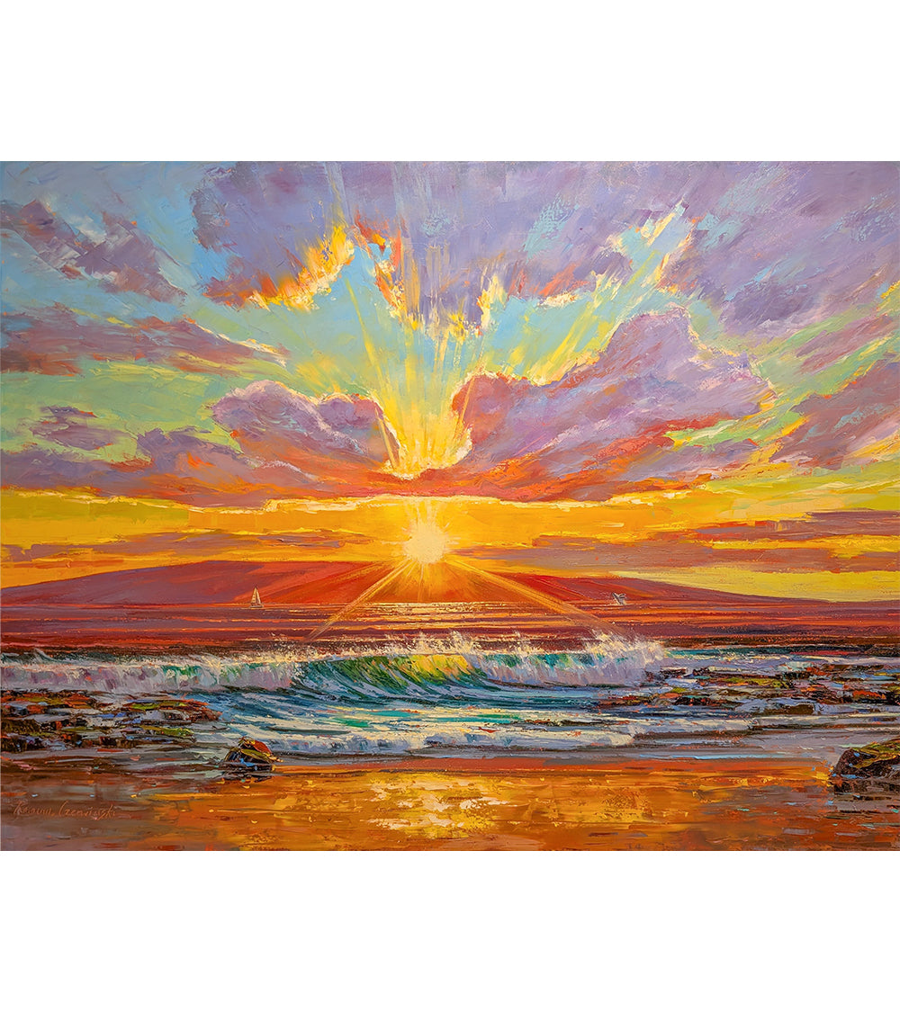 ロマン・チェルウィンスキー作「マウイ島のサンセットセーリング」