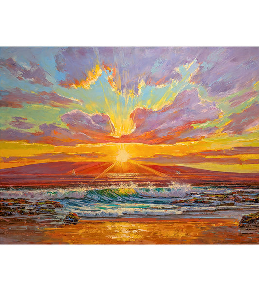 ロマン・チェルウィンスキー作「マウイ島のサンセットセーリング」