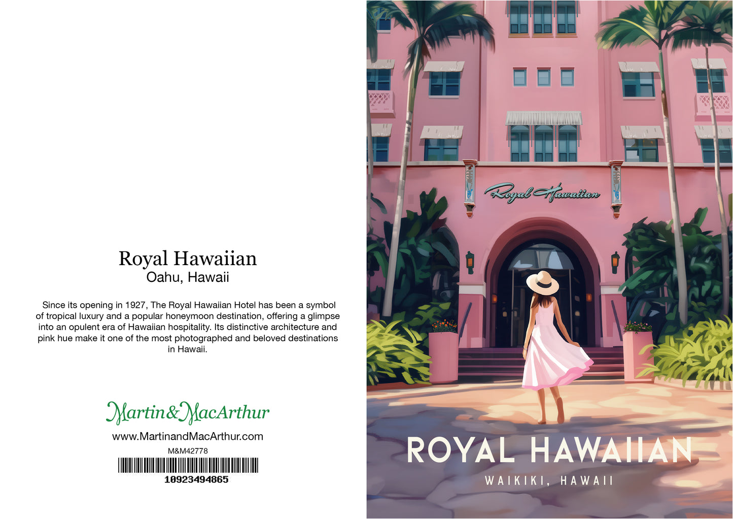 Greeting Card "Royal Hawaiian, Oahu" Hawaii Travel Art