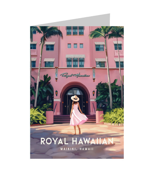 Greeting Card "Royal Hawaiian, Oahu" Hawaii Travel Art