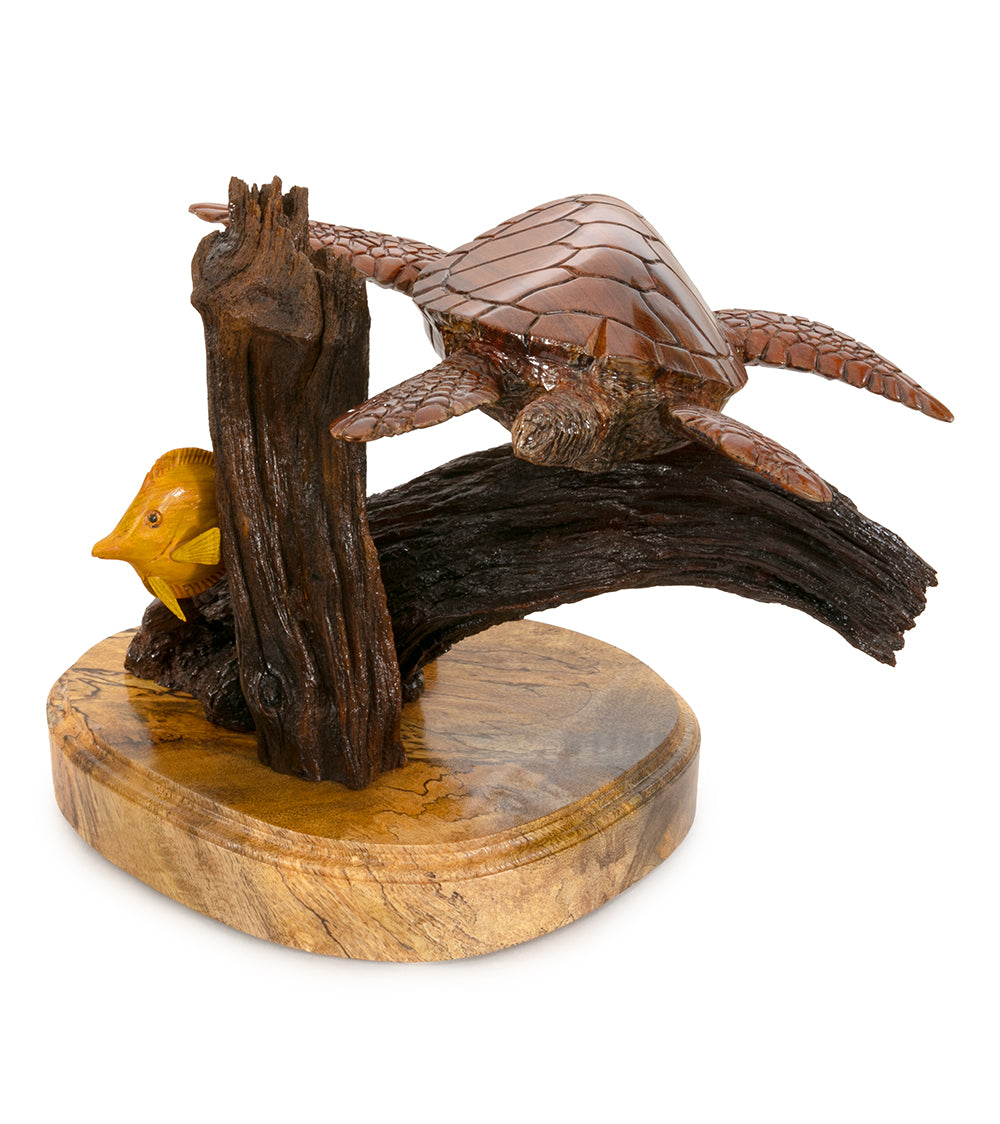 Koa Wood Sculpture "Keiki Honu" by Craig Nichols