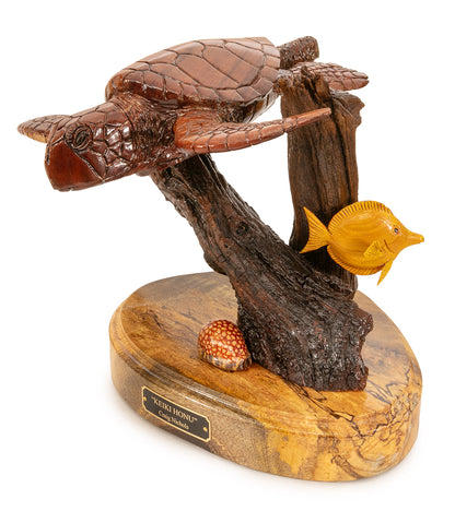 Koa Wood Sculpture "Keiki Honu" by Craig Nichols