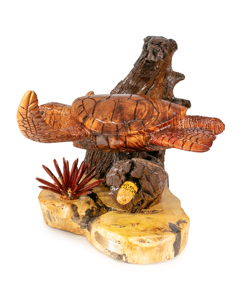 Koa Wood Sculpture "Cruising the Reef" by Craig Nichols