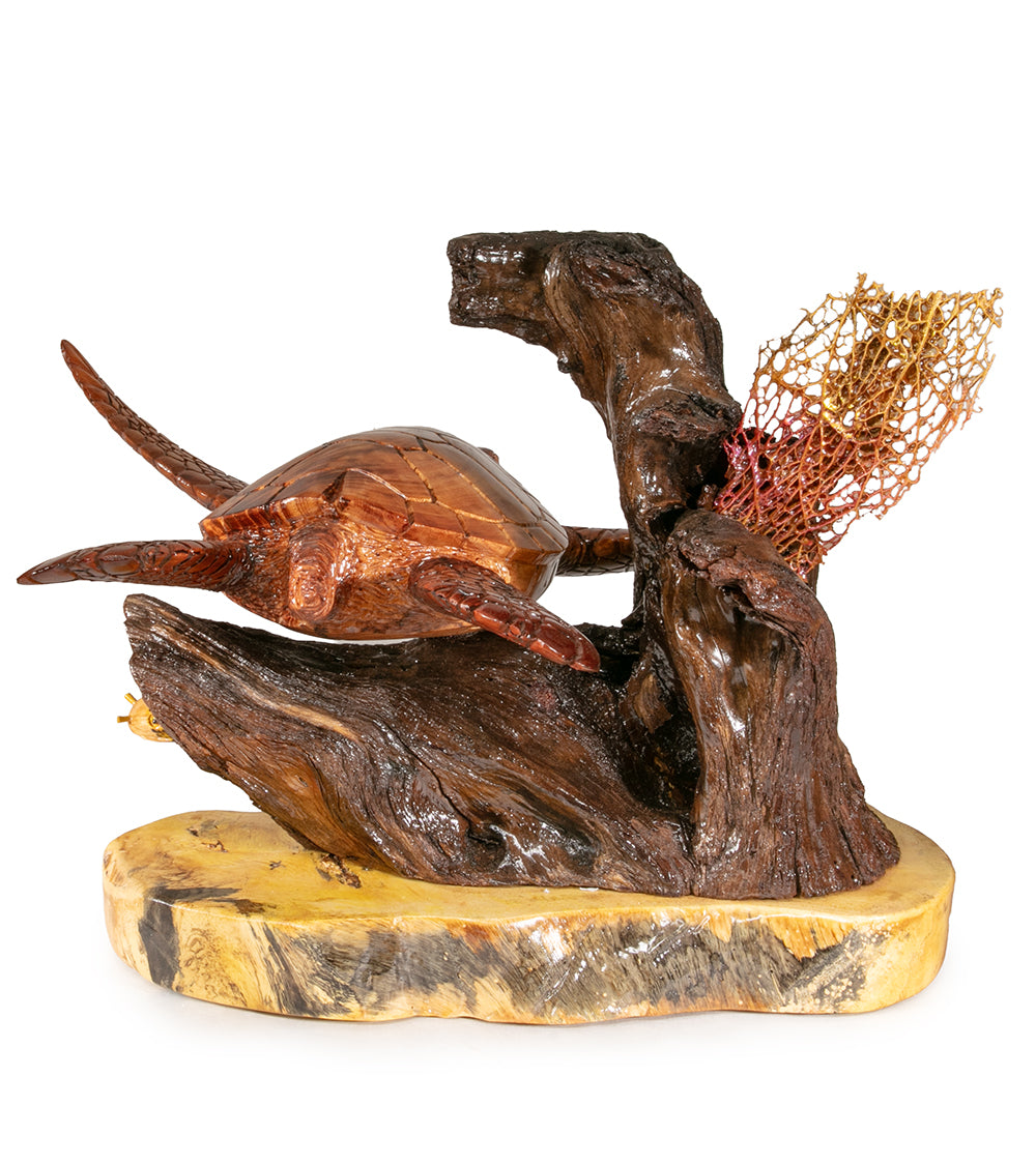 Koa Wood Sculpture "Cruising the Reef" by Craig Nichols