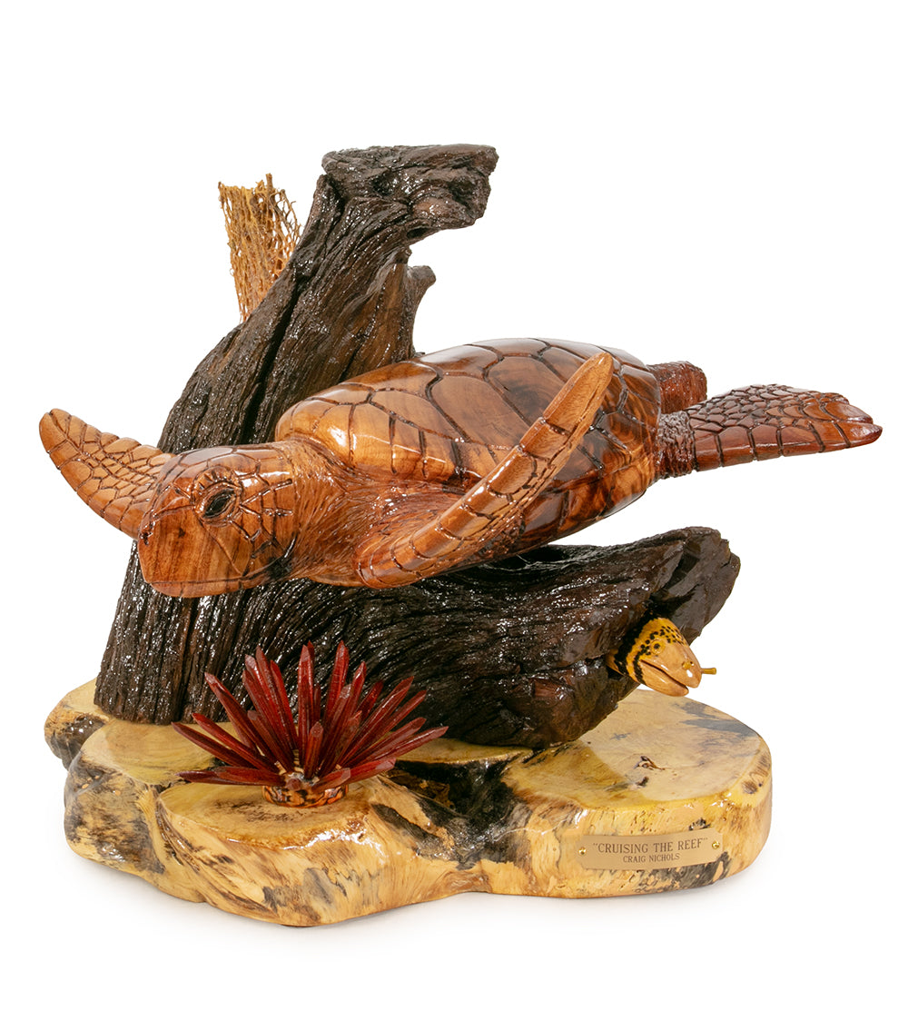 Koa Wood Sculpture "Cruising the Reef" by Craig Nichols