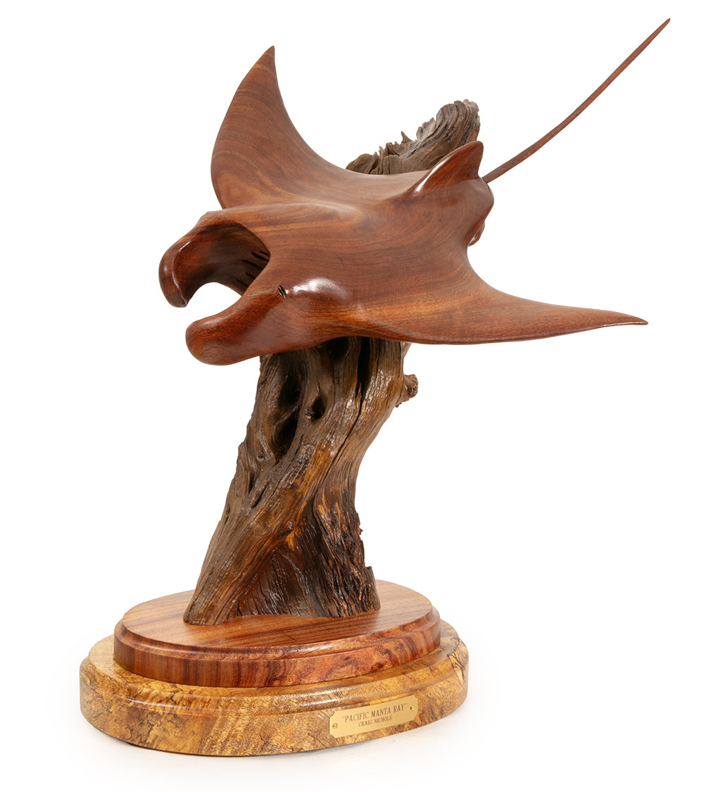 Koa Wood Sculpture "Pacific Manta Ray" by Craig Nichols