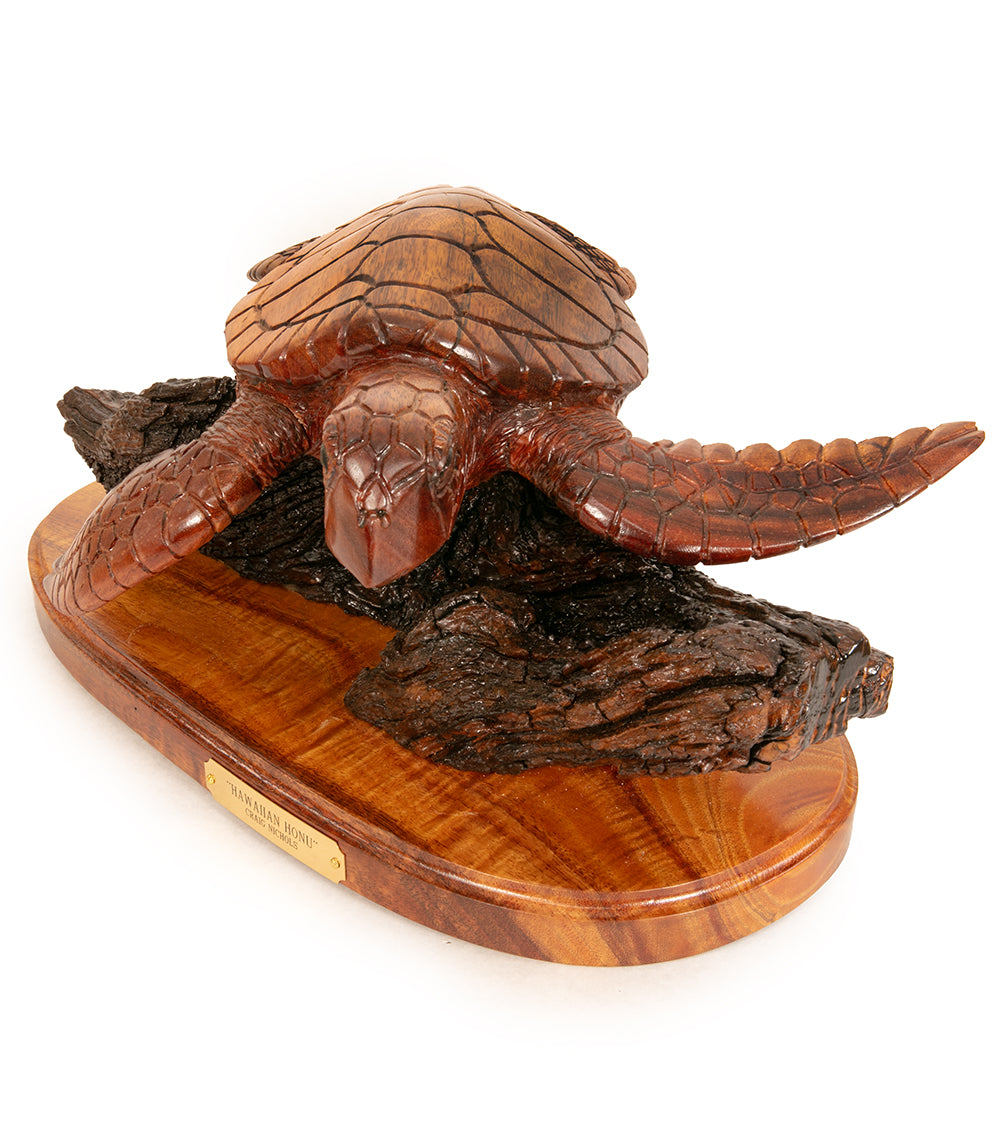 Koa Wood Sculpture "Hawaian Honu" by Craig Nichols
