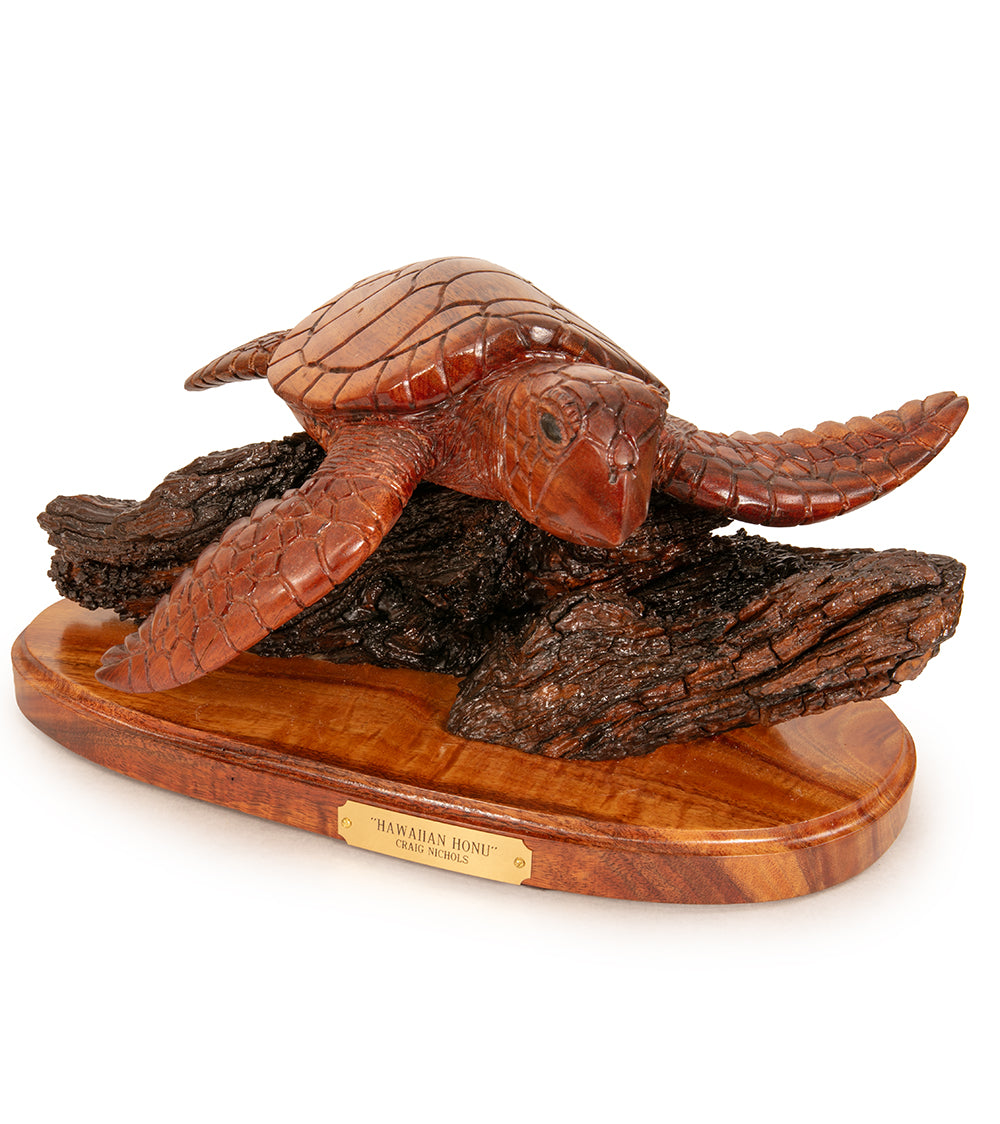 Koa Wood Sculpture "Hawaian Honu" by Craig Nichols