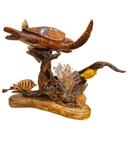 Koa Wood Sculpture "Honu Fancy" by Craig Nichols