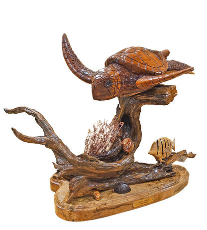 Koa Wood Sculpture "Honu Fancy" by Craig Nichols