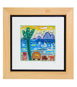 Original Woodblock Painting "Good Wave" by Seung Lee